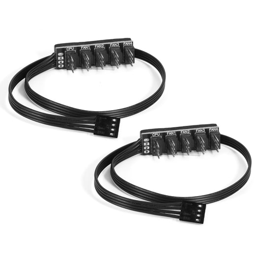 2 Pack 1 to 5 Fan Hub 4 Pin Cooling Fans Power Extension Cable PWM Splitter for Desktop Computer PC Case Internal Motherboard 4-Pin and 3-Pin Fans