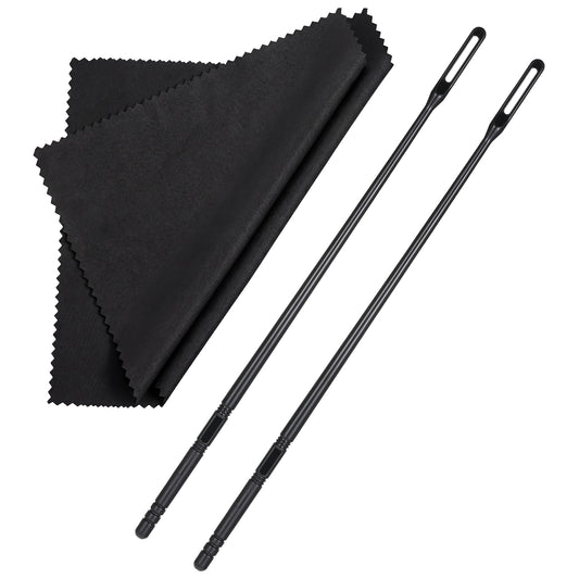2 Sets Flute Cleaning Rod and Cloth, Flute Cleaning Kit Clean Swabs (Black)
