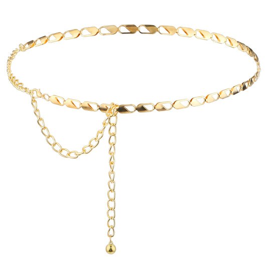 Chain Belt for Women Gold Chain Belt Adjustable Gold Metal Chain Dress Belt Multilayer Chunky Chain Belts for Dress Body Waist Link Belts Chunky Chain Belts for Jeans Dresses