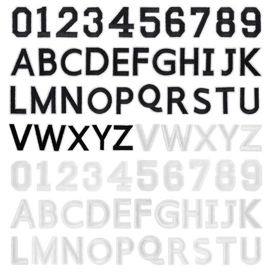 72PCS Iron on Letters and Numbers Patches, Black and White Iron on Embroidery Letters, Letter Iron on Patches A-Z, Numbers 0-9 for Clothes, Dress, Hat, Jeans, Socks