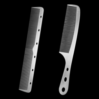 2 Pcs Stainless Steel Fine Tooth Comb Metal Scalp Combs for Dandruff Removal, 2 Styles Flat Top Clipper Comb Heat Resistant Professional Barber Combs for Man Woman Clipper Cuts Beard