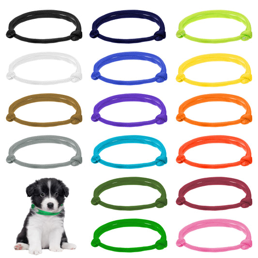 16 Pcs Adjustable Puppy ID Collars, 16 Colors Soft Whelping ID Collars Small Nylon Collar Bands Newborn Puppies Supplies for Dog Kitten Small Pet