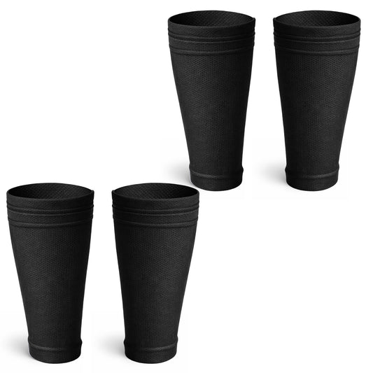 2 Pair Soccer Shin Guard Sleeves for Youth Adults Shin Pad Compression Sleeves Breathable Football Pads Holders Soft Calf Sleeve for Beginners Black