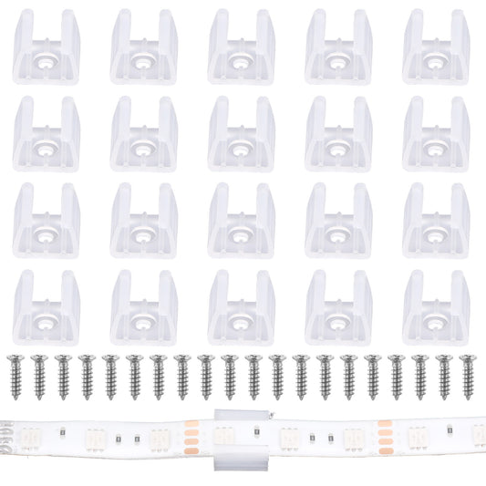 20 Pcs LED Strip Clips, Waterproof LED Strip Mounting Clips Holder, Mounting Bracket Fixing Clips, fit 10mm to 12mm Silicone LED Strip Lighting, Translucent