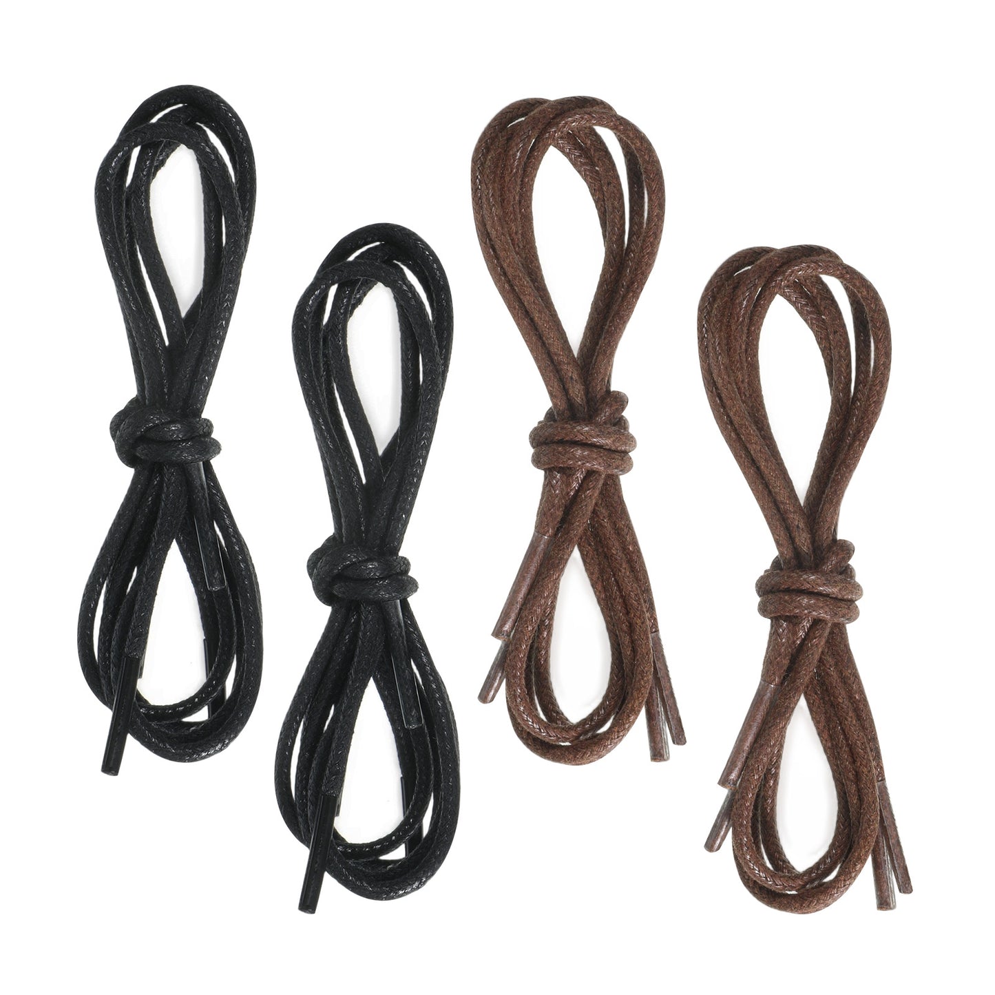 Fibraze 4 Pairs Mens Dress Shoe Laces Black 23.62" Shoe Strings Round Shoes Lace Cotton Waxed Replacement Laces for Business Shoes Black, Brown