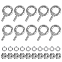 10 Pack M6 Lifting Eye Bolt Stainless Steel Heavy Duty Lifting Ring Eye Bolts with Nuts Eye Bolt Male Screw Thread Ring Shoulder Eye Bolts Hardware Eye Nut