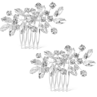 2PCS Bridal Hair Comb Wedding Hair Comb Crystal Hair Accessories for Women Silver Rhinestone Hair Combs Wedding Crystal Hair Accessories for Wedding, Parties, Prom