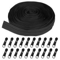 KALIONE Zipper Repair Kit,10Yards Nylon Coil Zipper Tape with 20 Pcs Zipper Sliders,Zippers Replacement for Sewing Assorted Lengths,Zipper Repair Kit for Sewing Fixing DIY Crafts Making Supplies,Black