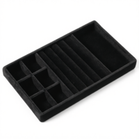 Jewelry Drawer Organizer Inserts Black Velvet Jewelry Trays Stackable Jewelry-Organizers and Storage for Drawers Drawer Inserts Earring Organizer for Women Storage Display Rings Stud Necklaces