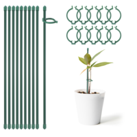 10 PCS Plant Support Stakes for Indoor Plants, Plant Stakes Green Plant Sticks Support Tall with Adjustable Retaining Ring 11inch Plant Support Sticks for Indoor and Outdoor Flowers Vegetable Stakes