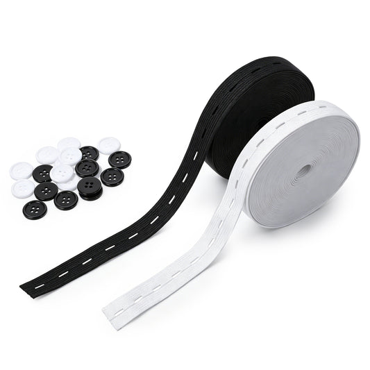 2 Rolls Elastic Waistband Buttonhole Elastic 19mm x 7m Elastic for Sewing