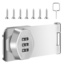 Cabinet Password Hasp Locks Keyless Cabinet Lock Rotary Hasp Locks 3-Digit Mechanical Password Combination Code Door Security Gate Locks for Wooden Drawer Cupboard Locker (Silver)