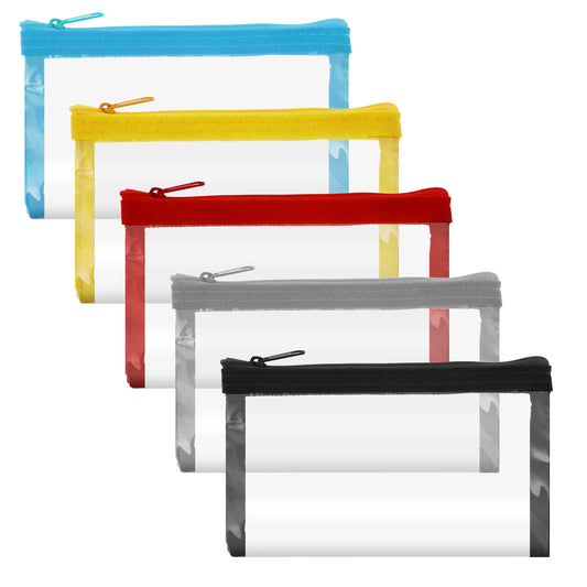 Mini Clear Zipper Bag 6.1x3.5inch Small Makeup Bags with Zipper Waterproof Makeup Pouches Travel Zipper Pouches for Makeup Toiletry, Plastic PVC Makeup Organizing Bags Toiletry Pouch(5 Packs)