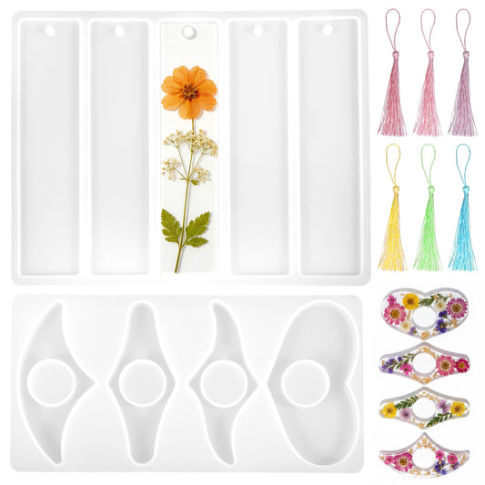 Resin Bookmark Mold Bookmark Tassels Set of 3 Bookmarks Making Supplies Kit Rectangle Silicone Molds for Crafts DIY Bookmarks Home Decoration Holiday Handmade Birthday Gifts