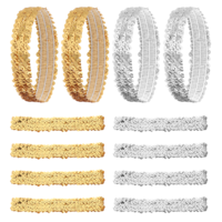 Sequin Headband 12 Pack Silver Headband and Gold Headband, Sparkle Disco Headband Adjustable Elastic Glitter Head Bands for Girls Hair, Sparkly Fashion Elastic Headbands for Women Girls Dance Party