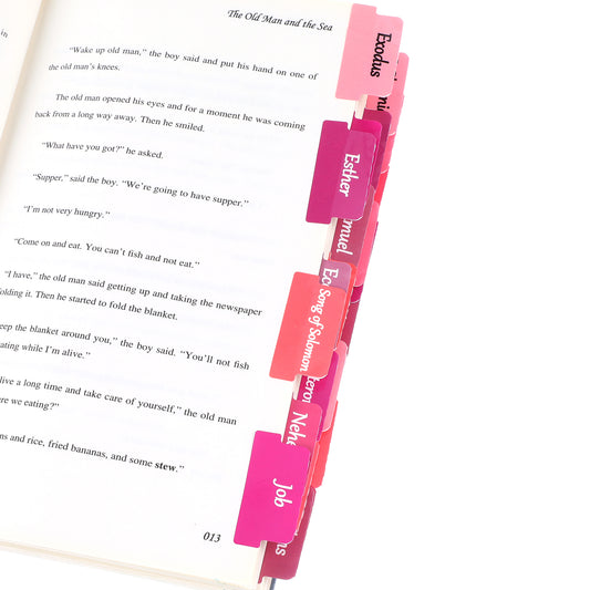 Bible Tabs Pink Laminated Bible Tabs Reposition Large Print Index Tabs Bible Tabs for Women & Men 90 Pcs Catholic Bible Tabs Easy to Read Bible Book Tabs for Old and New Testament
