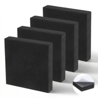 4Pcs Foam Padding Sheets with Adhesive Backing, Insulation-Foam, Closed Cell Foam Sheet Square Pad, High Density Foam-Pad for Furniture (Black, 4 x 4 x 0.75 Inch)