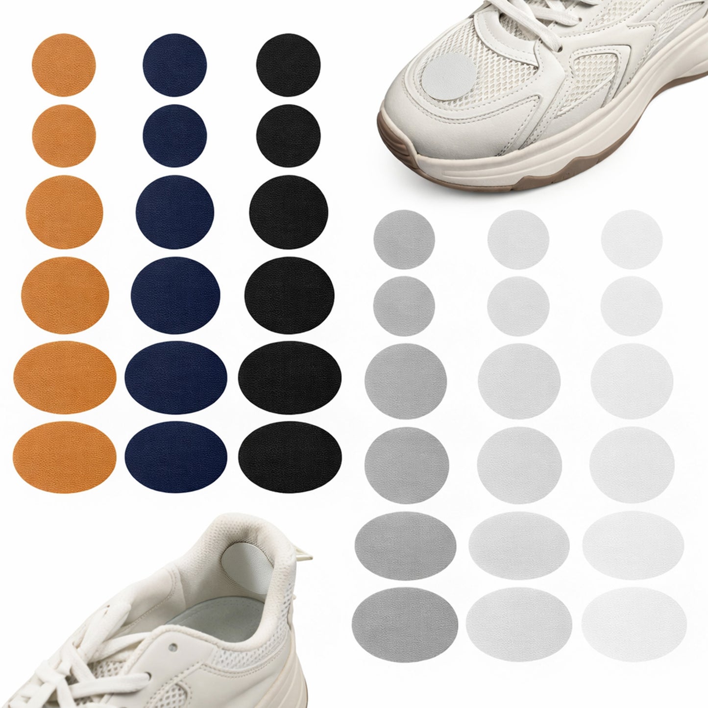 Xthrotsenk 36 PCS Shoe Patches for Holes 6 Colors Shoe Repair Patch Self Adhesive Patches for Shoes Sneakers Cloth