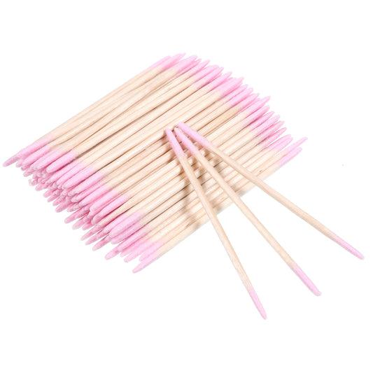 300Pcs Precision Pointed Tip Cotton Swabs, Nail Polish Remover Stick Double Head Microblading Makeup Applicators, Wood Handle Pointed Tip Cotton Swabs for Eyebrow Nail Polish Remover Cleaner Tools