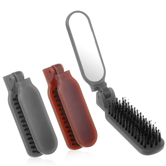 2 PCS Foldable Hair Brush, Travel Hair Brush Small Mini Compact Hairbrush Mini Boar Bristle Hairs Brushes Portable Pocket Size Comb for Any Hairstyles Women Girls Home Travel Gym Purse