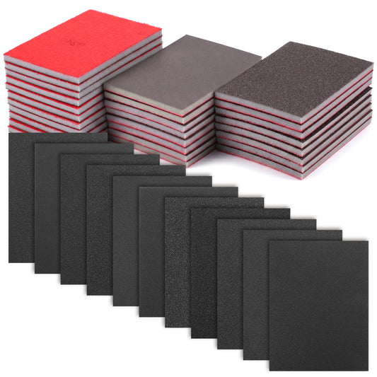 27 PCS Sanding Sponges, 120-3000 Grit Sandpaper Assortment, Reusable Wet Dry Sandpaper for Wood, Drywall, Metal, Furniture Polishing, Hand Sanders