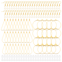 Qulkws 200PCS Earring Making Kit, Earring Making Supplies with Beading Hoop Earrings Finding Component Accessories, Hooks, Jump Rings for Jewelry, Earrings DIY Craft, (Teardrop and Round, Gold)