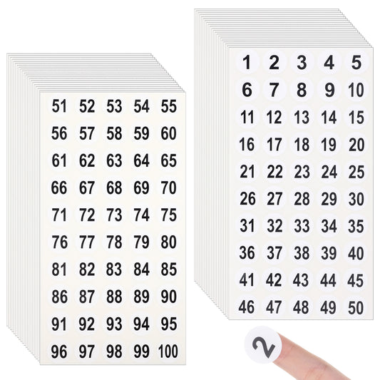 Number Stickers Labels 1-100, 2000 Pcs Consecutive Vinyl Round Numbers Stickers, 2 cm Self-Adhesive Waterproof Number Decals for Office Storage Inventory Organization, Indoor Outdoor Use