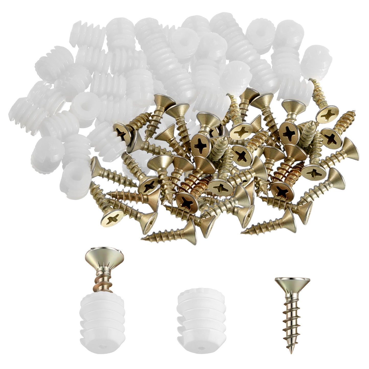 50 PCS Plastic Hinge Dowel Inserts 8.5mm (White)