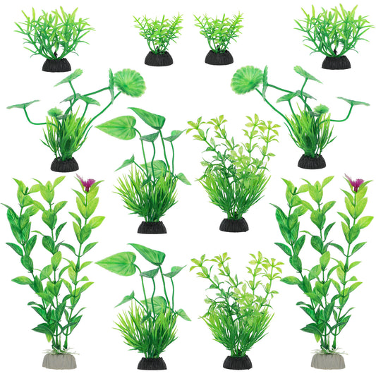 Hariendny 12 Pcs Fish Tank Plants Fish Tank Accessories Aquarium Decor Green Plants Green Fish Tank Decorations Plastic Plants Artificial Aquarium Decorations Fish Tank Decor Aquarium Ornaments