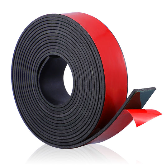 Self Adhesive Rubber Strip, 15mm(W) x 2mm(T) x 400cm(L) Rubber Sealing Strip Solid Neoprene Sealing Roll for DIY, Washers, Crafts, Pads, Flooring Protection, Supports, Leveling, Weather Seal