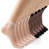 Exircy 10 Pairs Women's Ankle Socks Women Ankle Sheer Socks Thin Soft Reinforced Toes Premium Hosiery Stylish Breathable Sock for Women One Size(5 Black, 5 Beige)