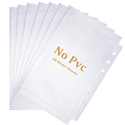 Double-Sided A6 Budget Binder Inserts, 40 PCS 80 Pockets A6 Planner Inserts Card Sleeves Binders Sheets Top Loading Clear Binder Sleeves for 6 Ring Binders Cards Documents Photos Planner Accessories