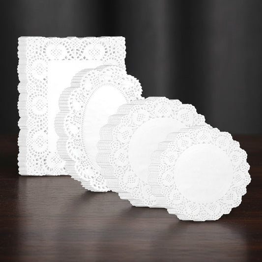 80 Pack Paper Doilies Assorted Sizes White Lace Paper Doily Disposable Doily Round Rectangle Papers Doilies for Dessert Tables Furniture Buffet Trays Coffee Cake Wedding Party Tableware Decor