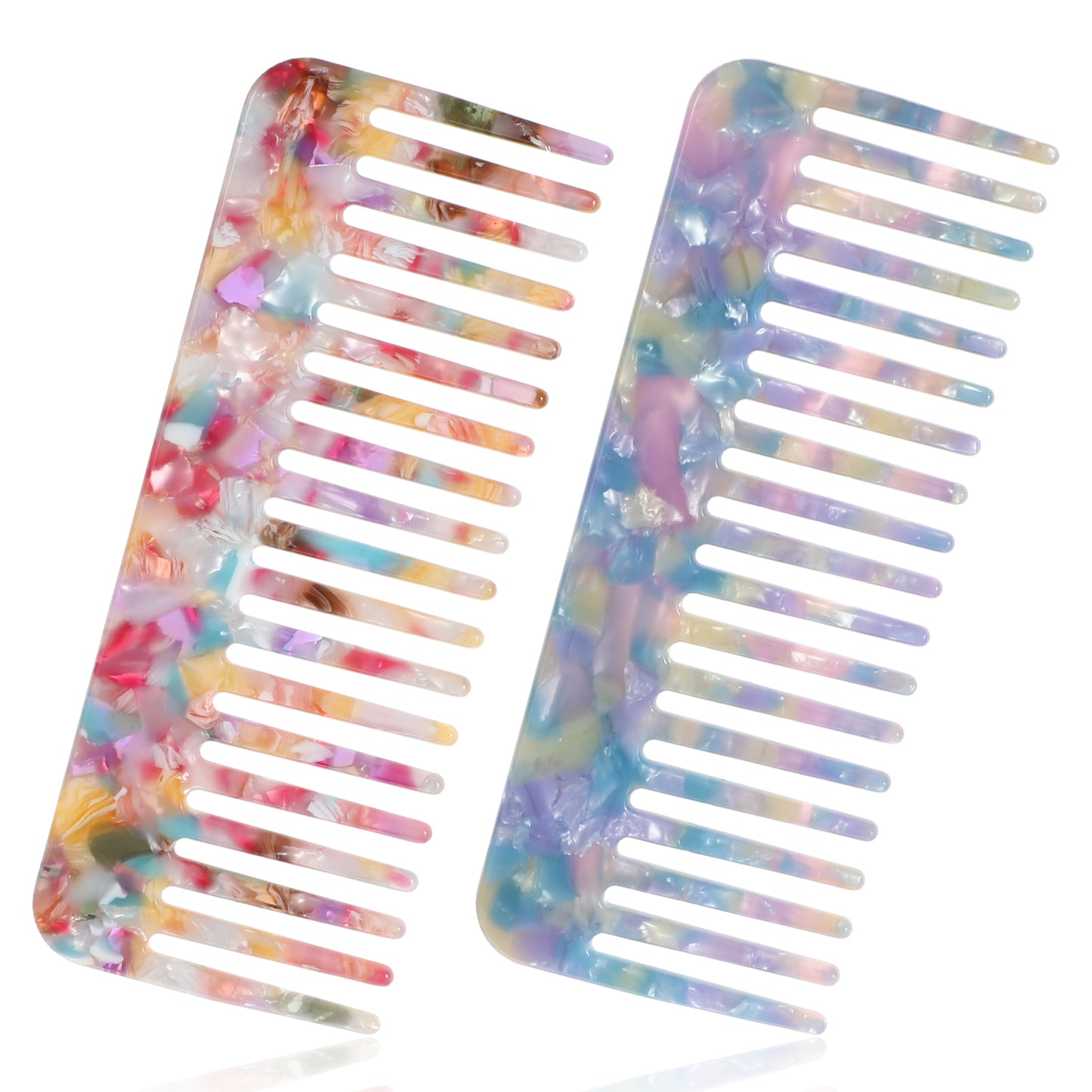 Wide Tooth Combs for Women, 2 Pcs Wet Comb Detangling Hair Comb Tortoise Shell Combs Portable Travel Styling Hair Brush for Women Curls/Wavy/Dry/Wet/Long/Thick