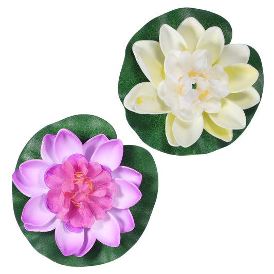 2 PCS Floating Flowers for Ponds, 10cm Artificial Foam Lotus Flower, Water Lily EVA Lotus Flowers Floating Pond Decor, Realistic Water Lily Pads Ornaments for Garden Pond Fountain Aquariums Decoration