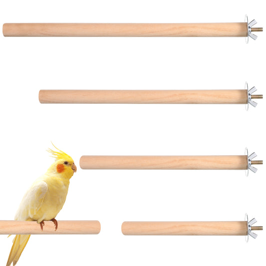 4PCS Bird Perch Wooden Parrot Perchs Stand Parrot Perches Toys Wood Perches with Different Widths Bird Cage Toys Cage Accessories for Macaws, Small Parakeets, Conures, Budgies, Finches