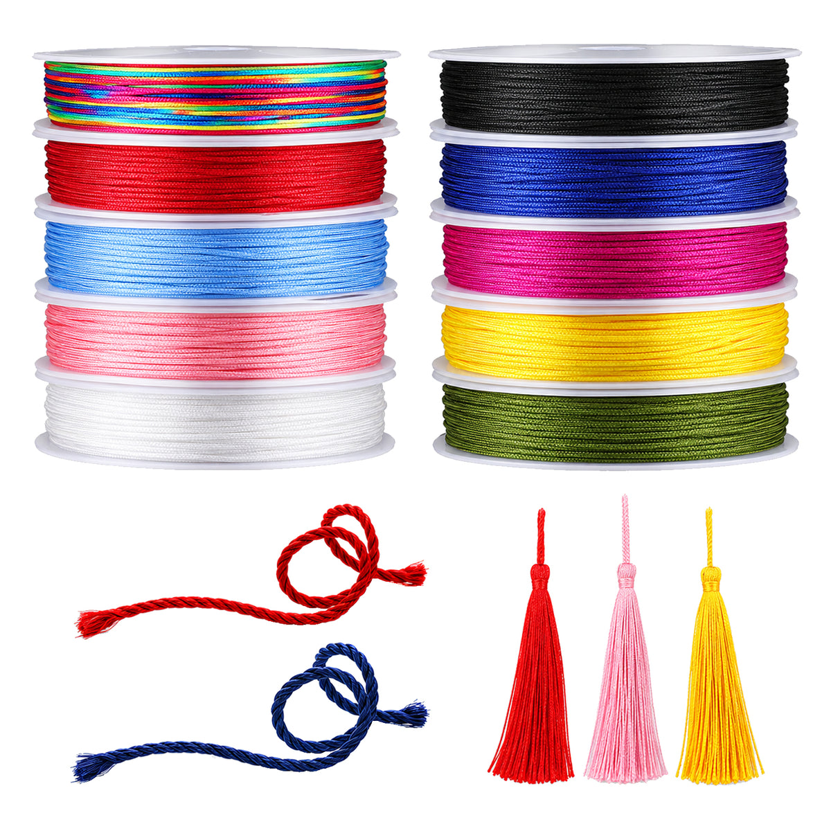 10 Rolls Nylon Cord, 0.8mm Nylon String for Bracelet Making