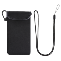 Alrhso Neoprene Phone Pouch with Lanyard and Carabiner Universal Mobile Phone Sleeve for Travelling Hiking 7 Inches Long (Black)
