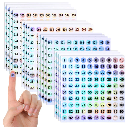16 Sheets 1-400 Number Stickers, 1600 Pcs 0.4" Round Self-Adhesive Holographic Labels for Organizing Nail Polish Tools Bins Boxes, Reflective Laser Coding Inventory Stickers for DIY Crafts Home Office