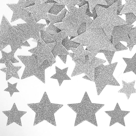 200 Pcs Silver Glitter Foam Star Stickers 2.5cm 3.5cm 4.5cm 5.5cm