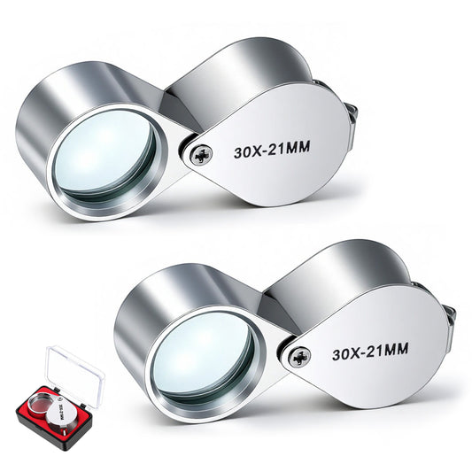 Jewelers Loupe Jewelry Loop Magnifier Jewelry Loupe Pocket Magnifying Glass 30x 21mm for Jewelers Identifying Diamond Coins Antiques (Silver)