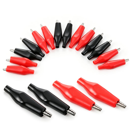 20Pcs Small Alligator Clips, Black Red Soft Insulated Boots Covered Electrical Test Alligator Clamps