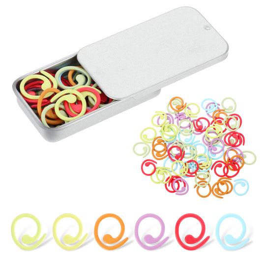 Metal Stitch Markers 60 PCS Spiral Knitting Markers Rings Crochet Stitch Rings Colorful Markers Stitch Crochet Locking Markers with Storage Box for DIY Craft Project Knitting and Crocheting