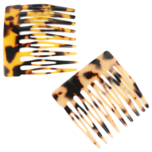 2Pcs French Hair Side Combs for Buns Side Hair Comb Clips for Women Small Hairs Comb for Styling Decorative French Twist Hairs Styling Accessories (Brown Hawksbill)