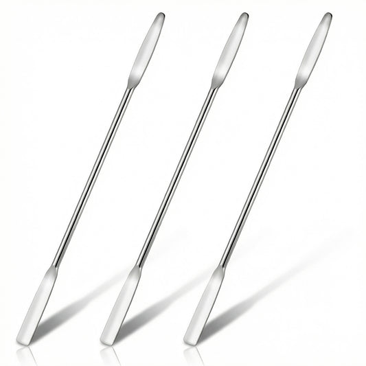 3 Pcs Metal Makeup Spatula Stainless Steel Foundation Spatula Double Edged Face Cream Applicator Reusable Cosmetic Mixing Tool Facial Beauty Spatulas for Even Application Foundation