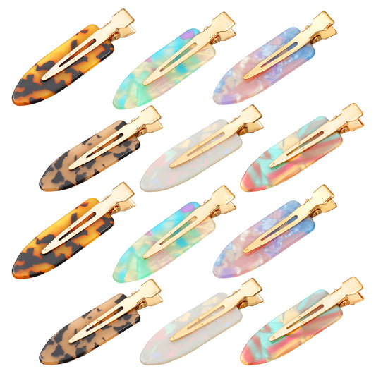 12 Pack No Bend Hair Clips for Women 2.3'' No Crease Hairclips Colorful Curl Pin Clips Flat Duckbill Hairclip Alligator Hair Barrette Makeup Hairclip Salon Hairstyle Accessories for Women Girls