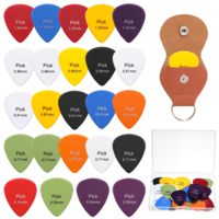 24 Pcs Guitar Pick Set with Organizer Box & Guitar Pick Holder Matte Non-Slip Plectrums Heart Shape Picks Variety Pack with 6 Thicknesses for Acoustic Guitars Ukulele Bass Enhanced Grip Warm Tone