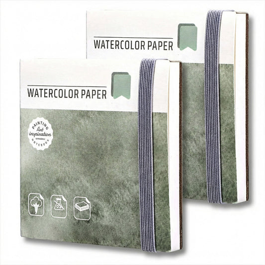2 Pcs Watercolor Sketchbook for Drawing, 20 Sheets 3.15" x 3.15" Square Mini Sketch Book 140 LB (300 GSM) Paper Journals Pocket Art Creation Sketchbooks for Colored Pencil, Acrylic Marker, Oil Pastel