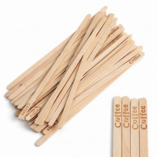 200PCS Wooden Coffee Stirrers 5.5 Inch Disposable Coffee Stir Sticks