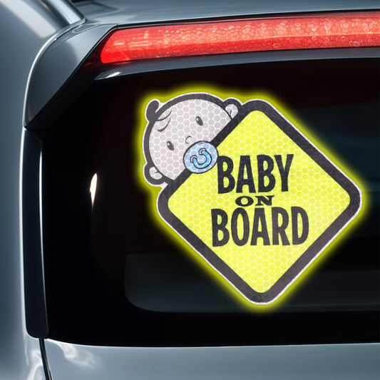 3 Pack Baby on Board Sticker for Cars, Baby on Board Warning Signs Baby in Car High Intensity Reflective Waterproof Vinyl Safety Car Signs See Through When Reversing for Windows Bumpers Rear Side
